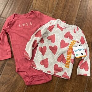 Carter's Pink and Gray Baby Heart Set 12 M